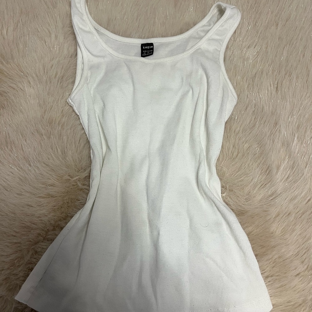 SHEIN White Ribbed Tank Top